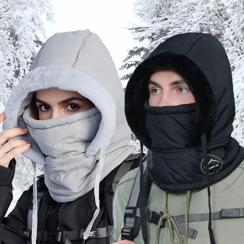 Cold Weather Thermal Balaclava Men Women Scarf Winter Windproof Hat Plush Neck Warmer Adjustable Ski Full Face Mask Outdoor Cap