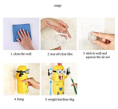Minions Hands Free Toothpaste Automatic Toothpaste Dispenser - Toothbrush Holder Set for 2 Brushes