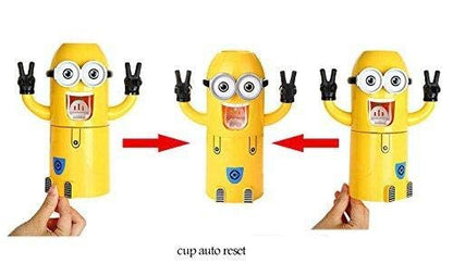 Minions Hands Free Toothpaste Automatic Toothpaste Dispenser - Toothbrush Holder Set for 2 Brushes